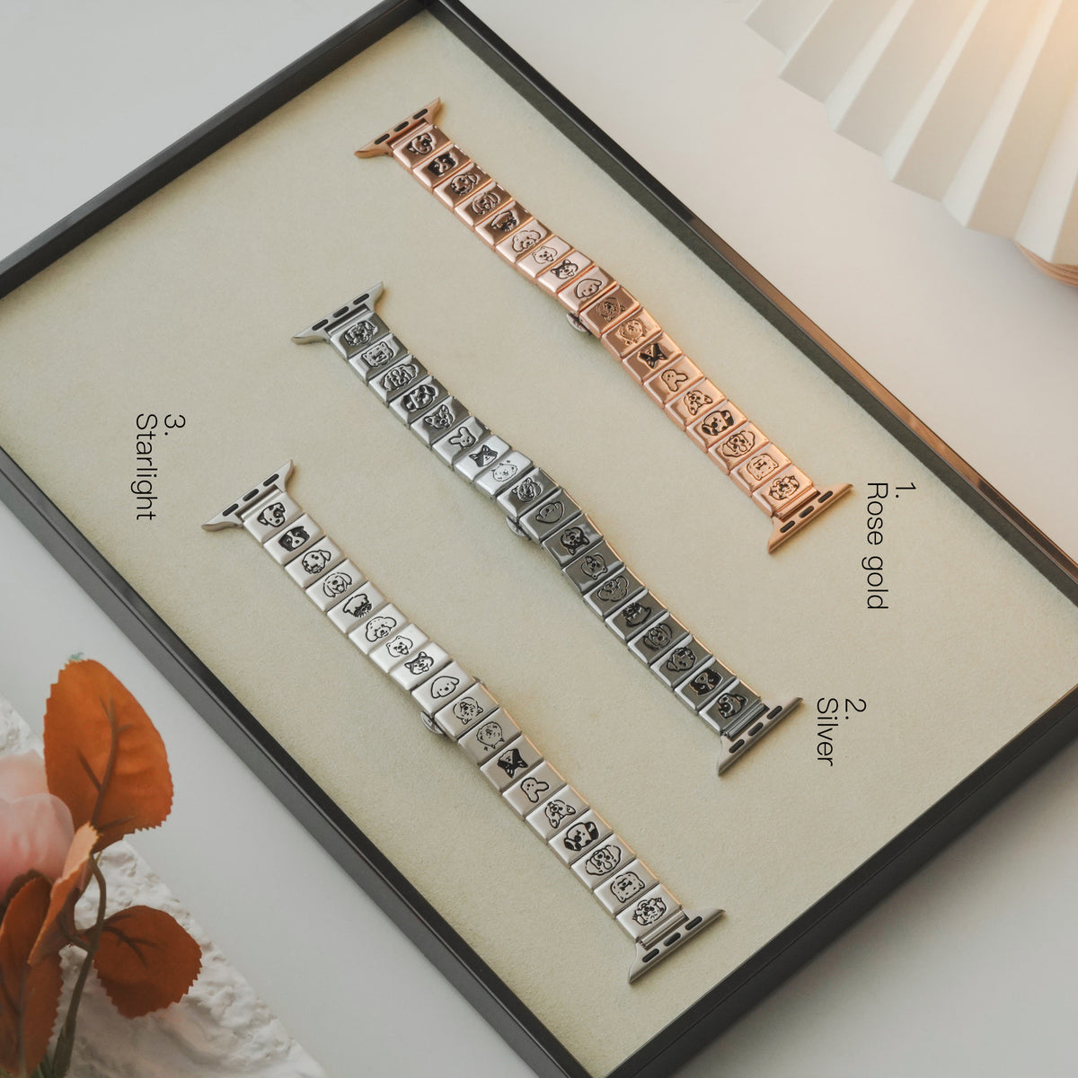 Cute Animal Square Textured Metal Apple Watch Band