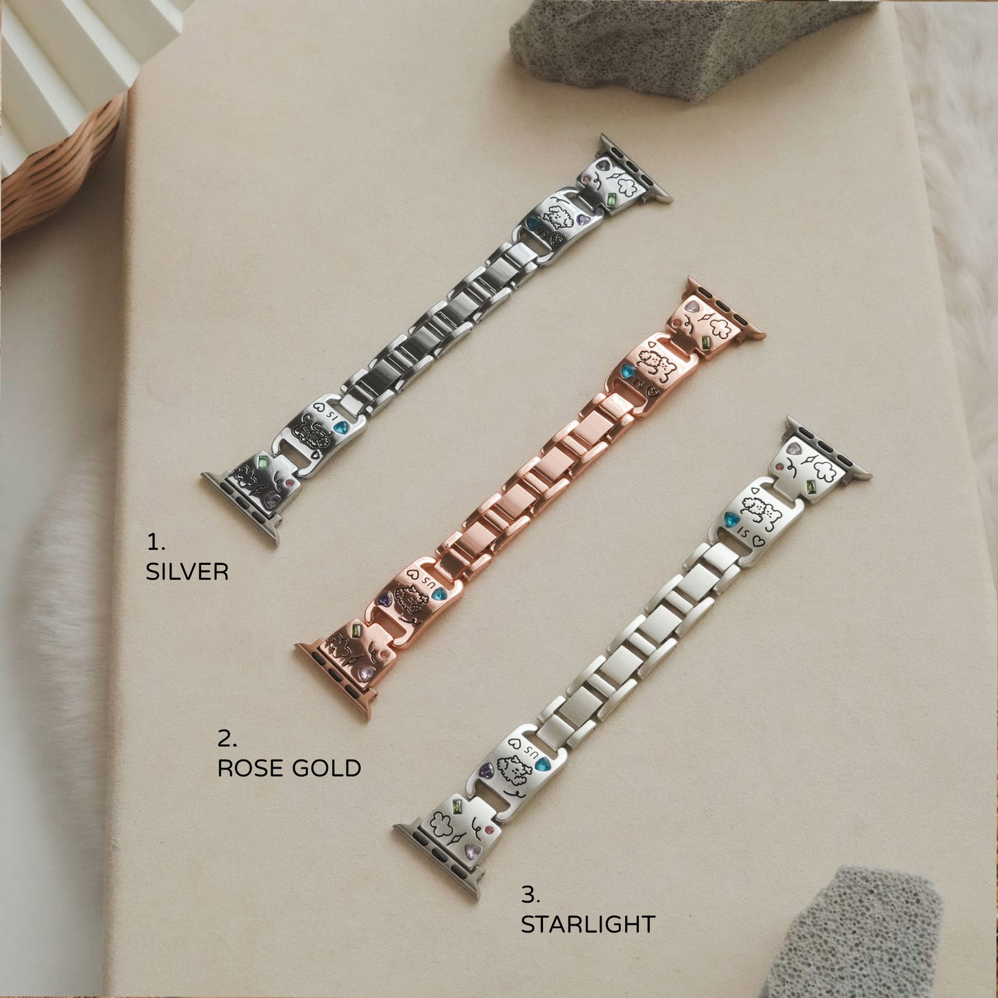 Cute is Justice" Stylish Metal Diamond-Studded Apple Watch Band
