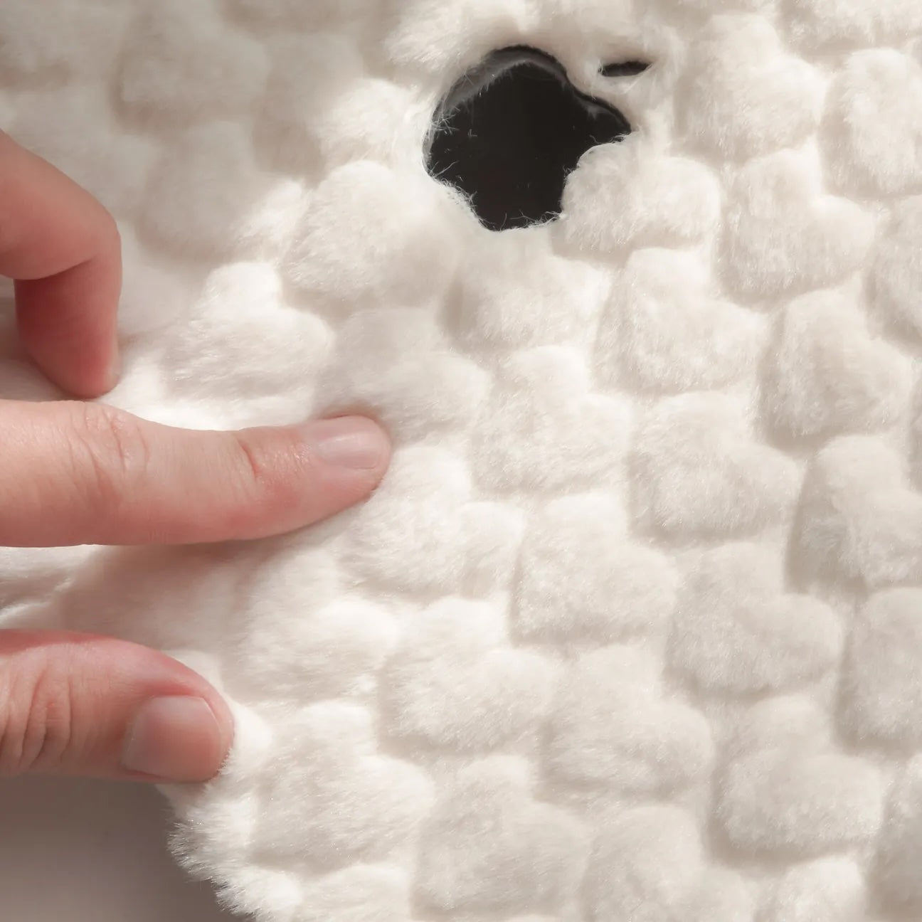 White Love Rabbit Fur Leather Macbook Case