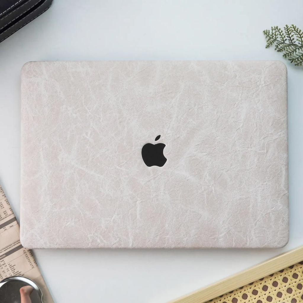 Antique White Rock Texture Leather Macbook Case