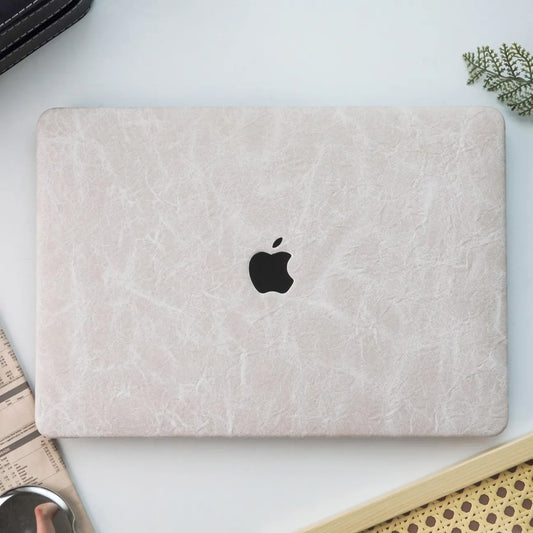 Antique White Rock Texture Leather Macbook Case