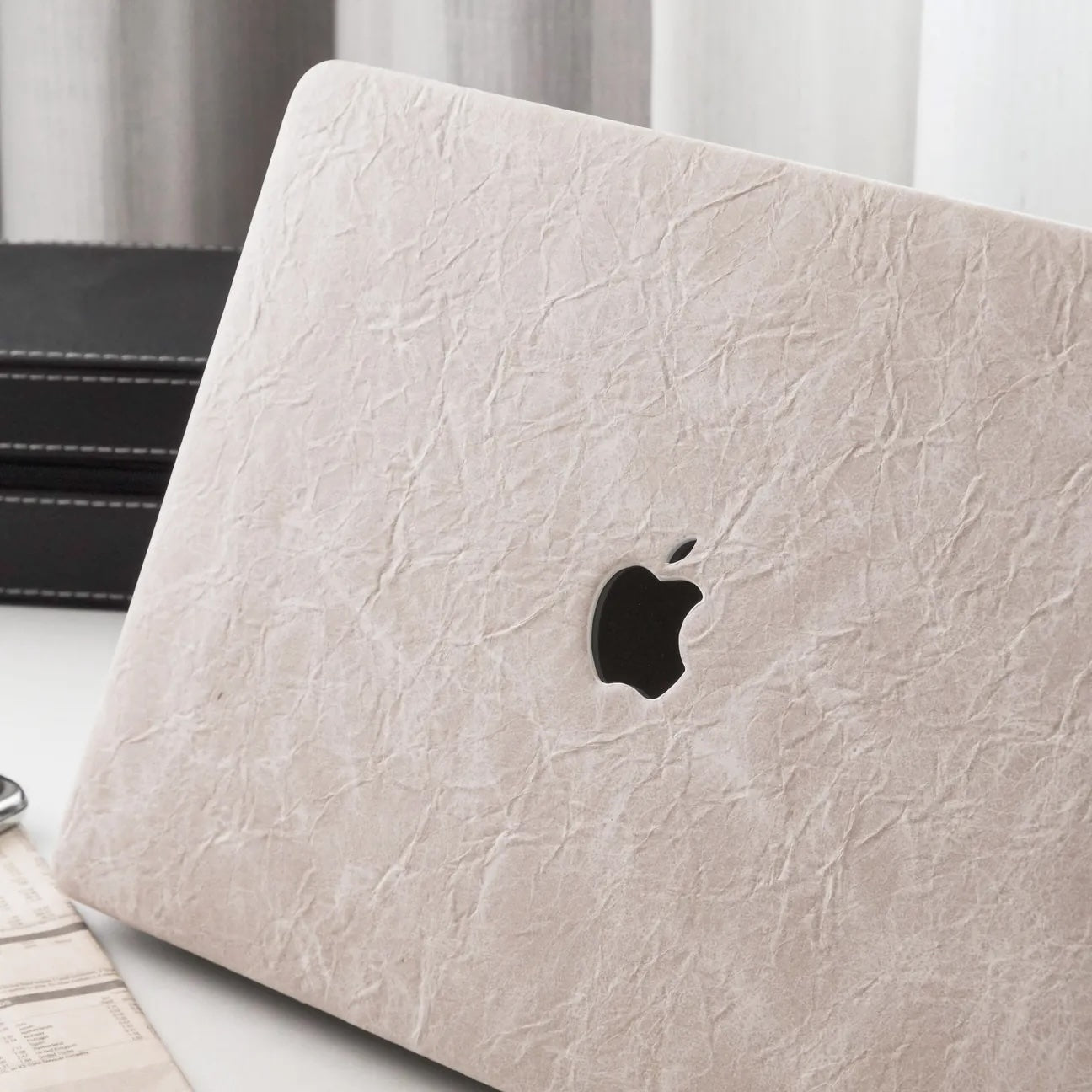 Antique White Rock Texture Leather Macbook Case