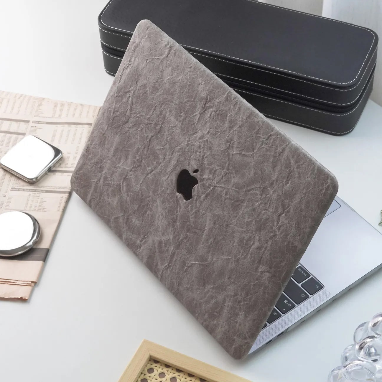 Iron Rock Texture Leather Macbook Case