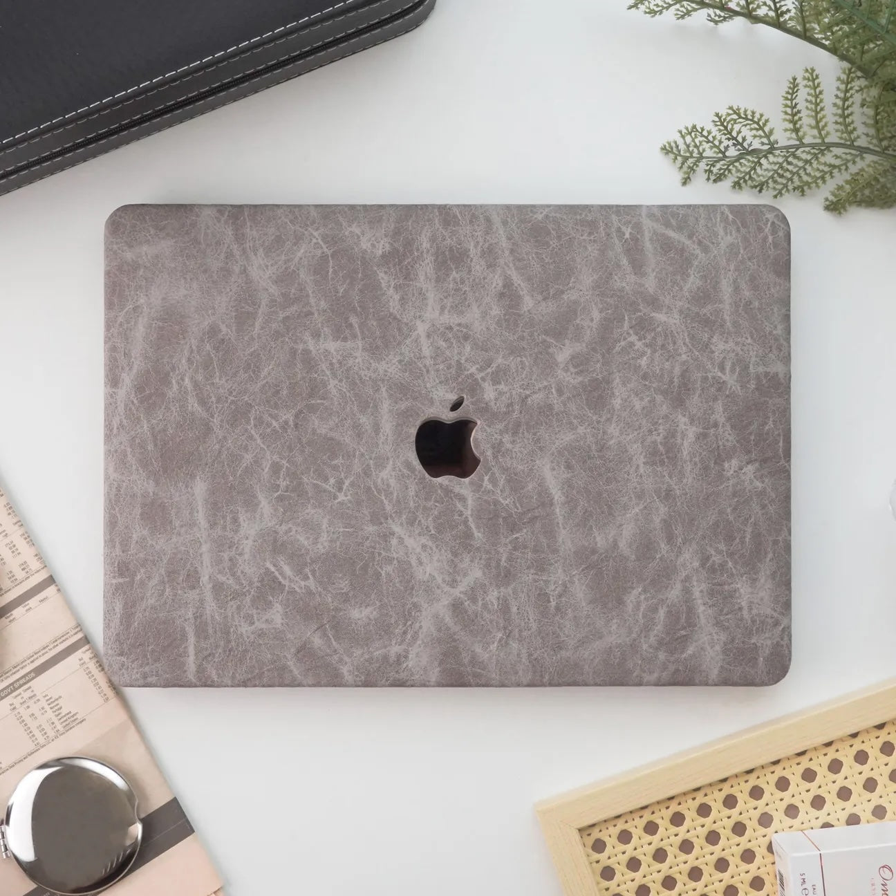 Iron Rock Texture Leather Macbook Case