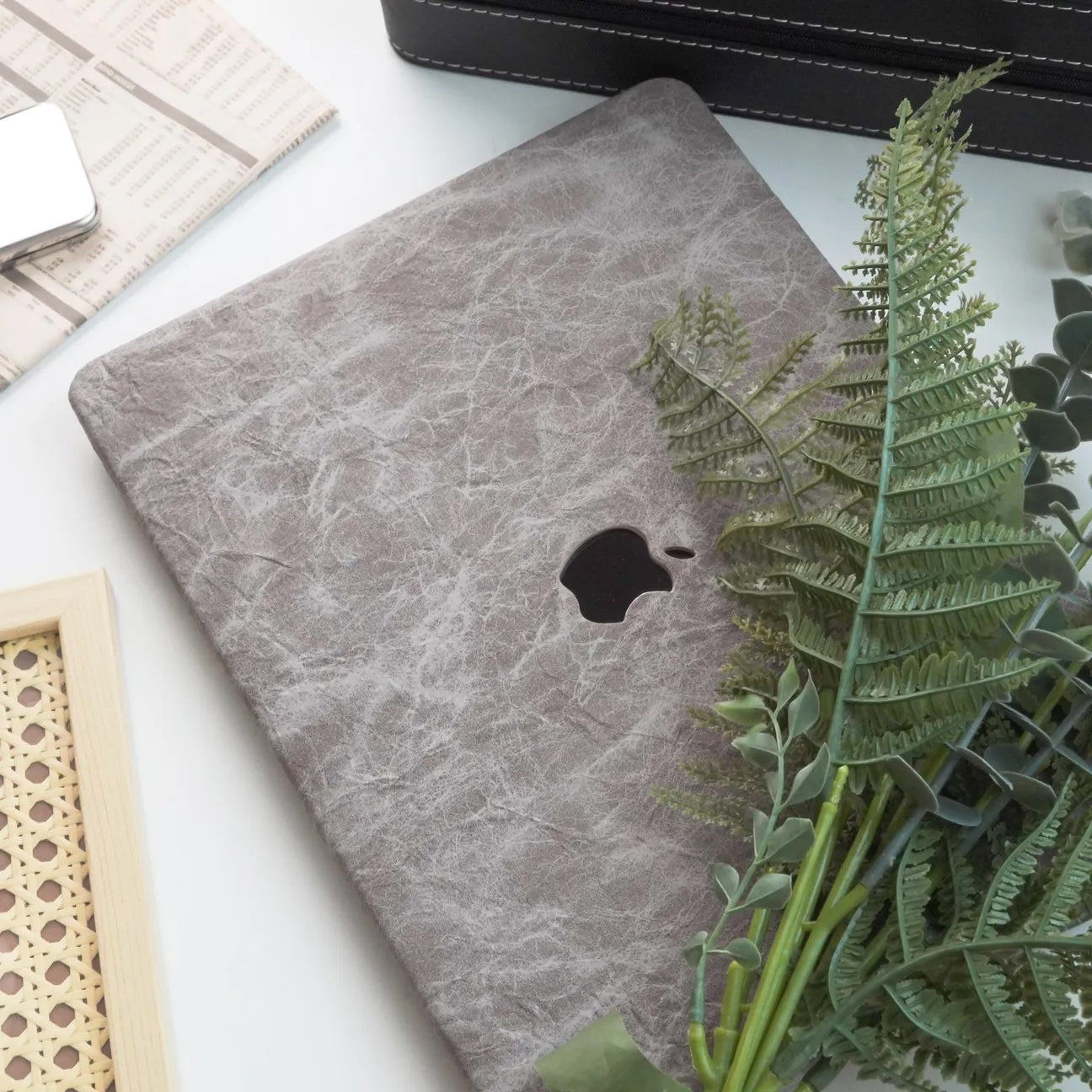 Iron Rock Texture Leather Macbook Case