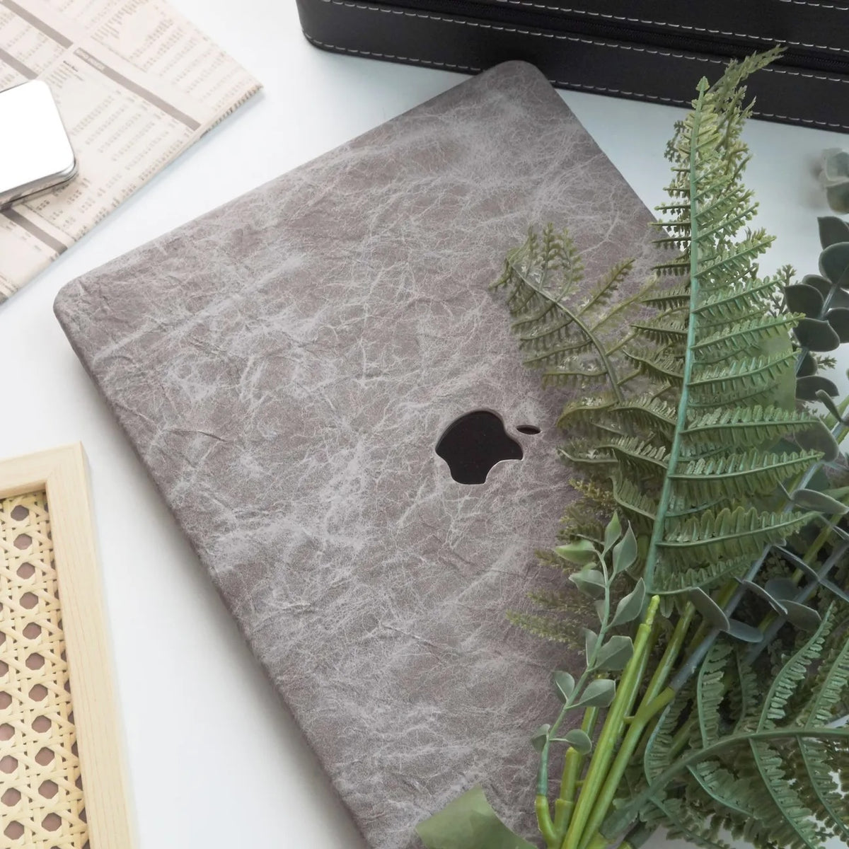 Iron Rock Texture Leather Macbook Case