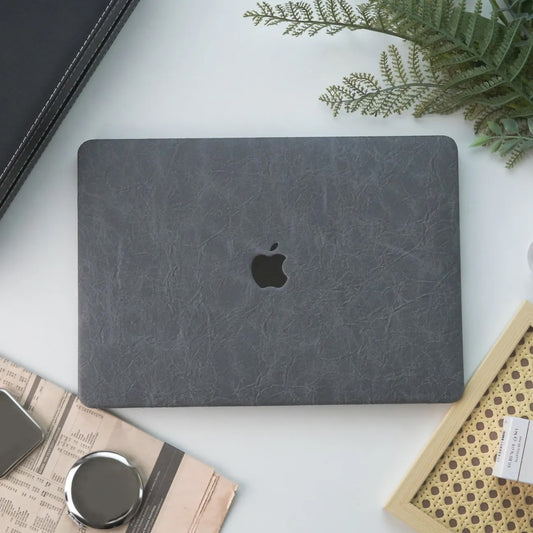 Grey Rock Texture Leather Macbook Case