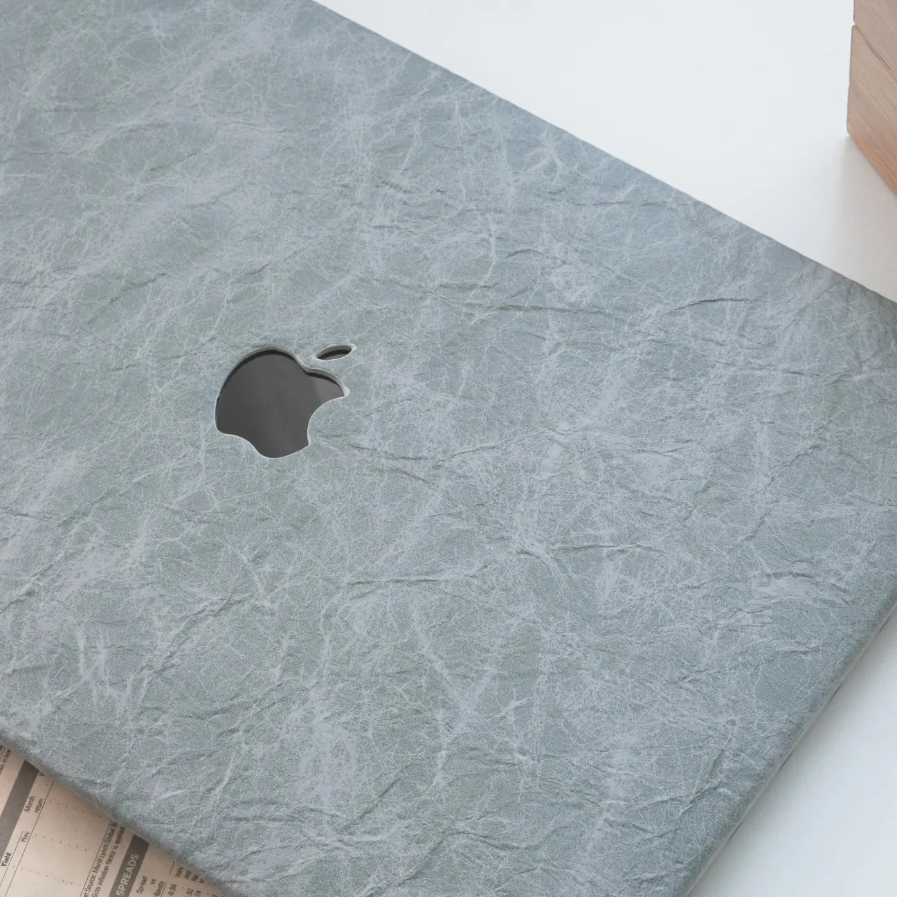 Light Grey Rock Texture Leather Mac Case