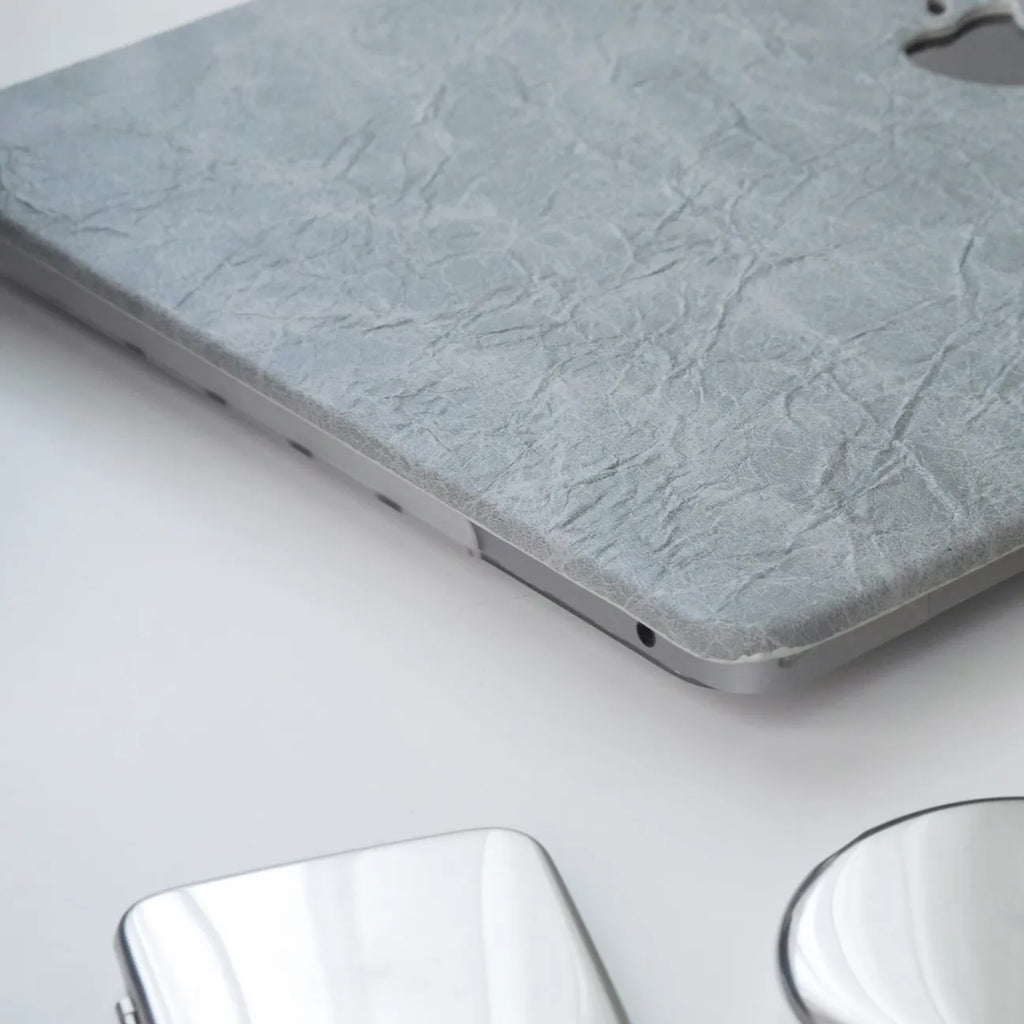 Light Grey Rock Texture Leather Mac Case