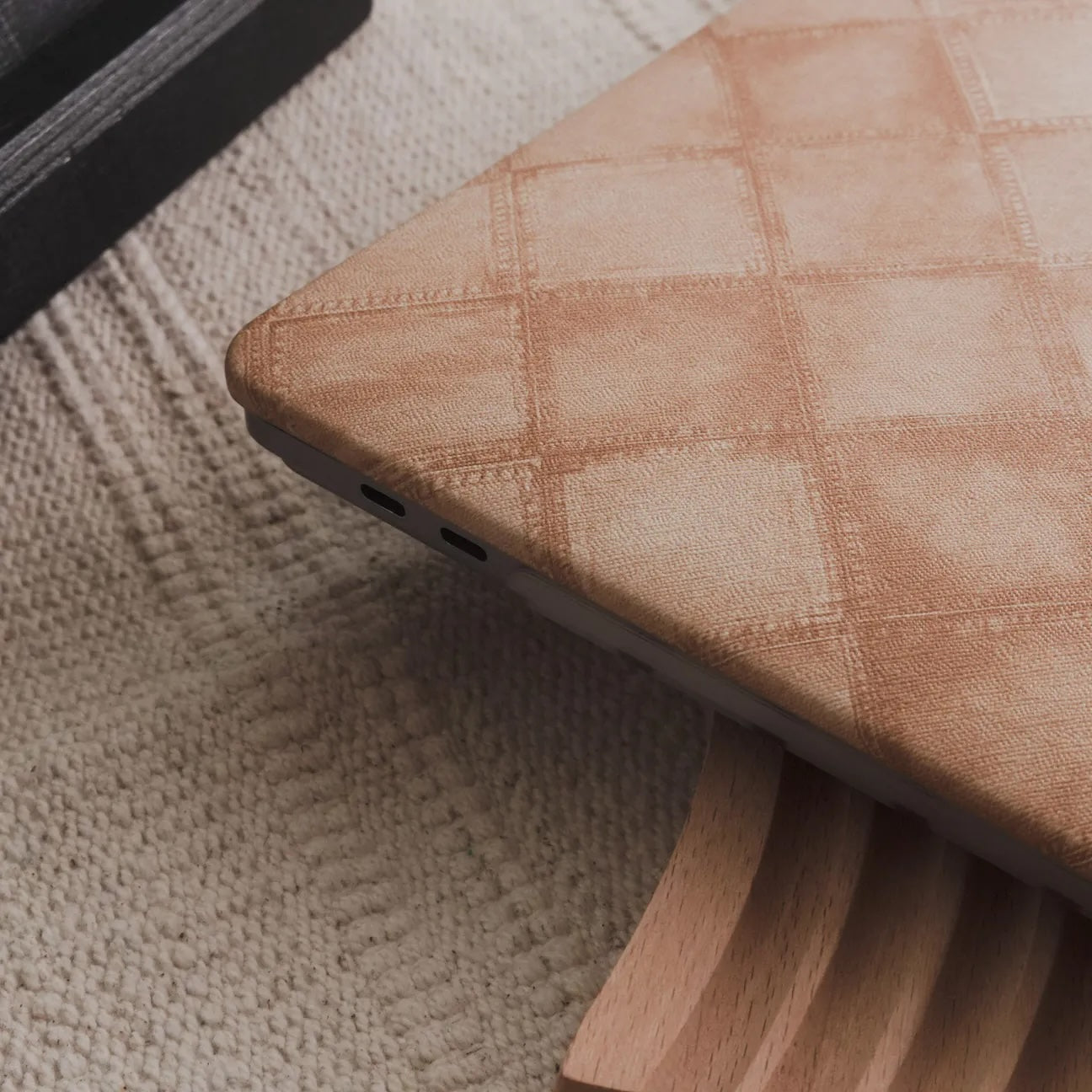 Light Brown Fabric Brown Plaid Denim Macbook Case