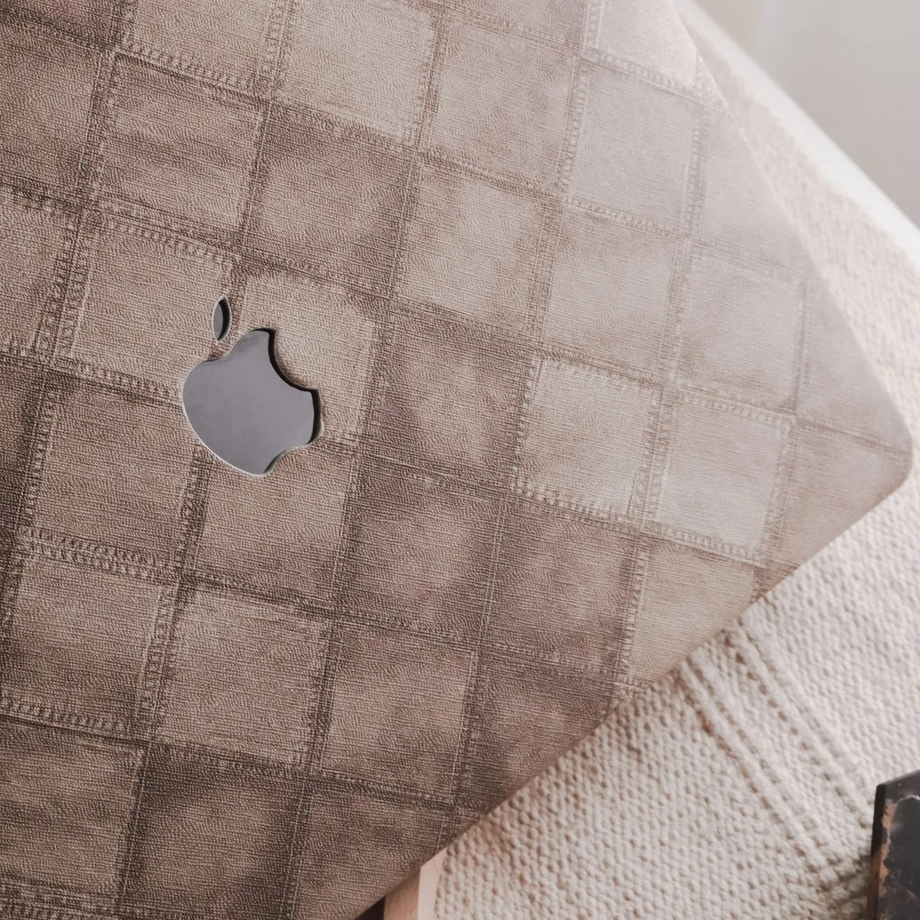 Fabric Brown Plaid Denim Macbook Case