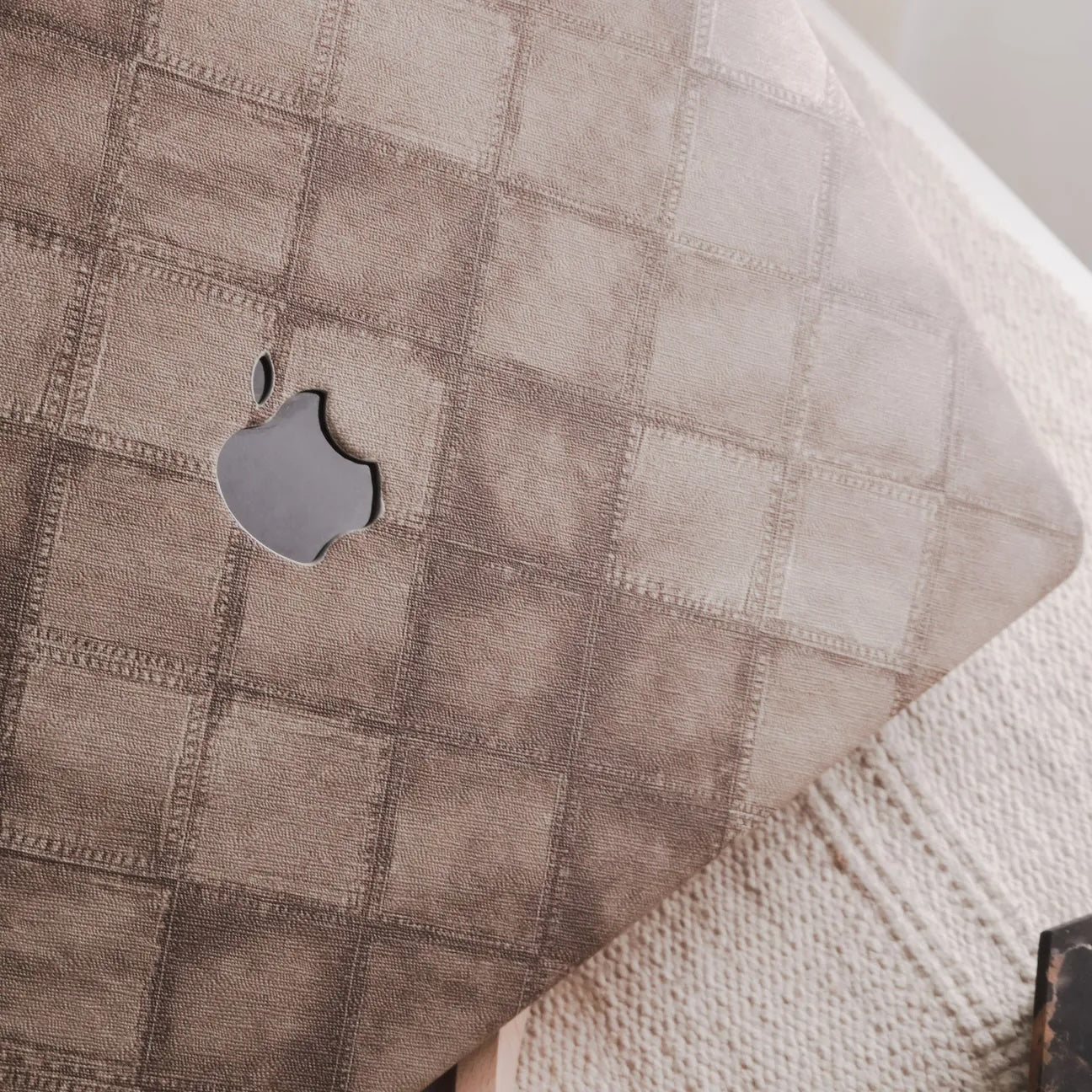 Fabric Brown Plaid Denim Macbook Case