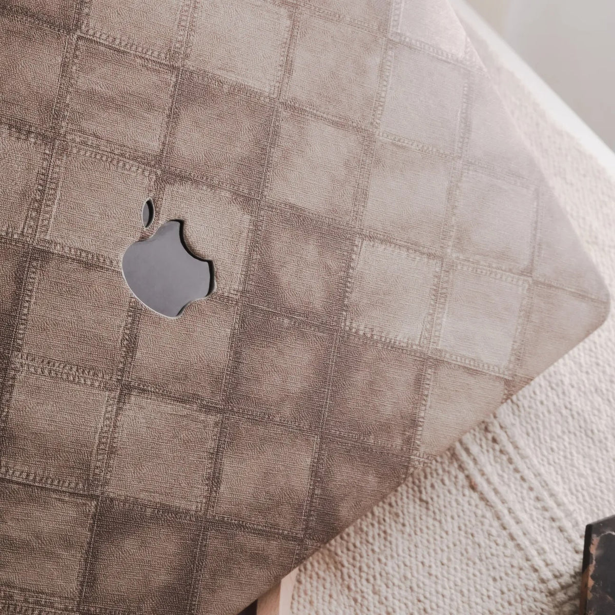 Fabric Brown Plaid Denim Macbook Case