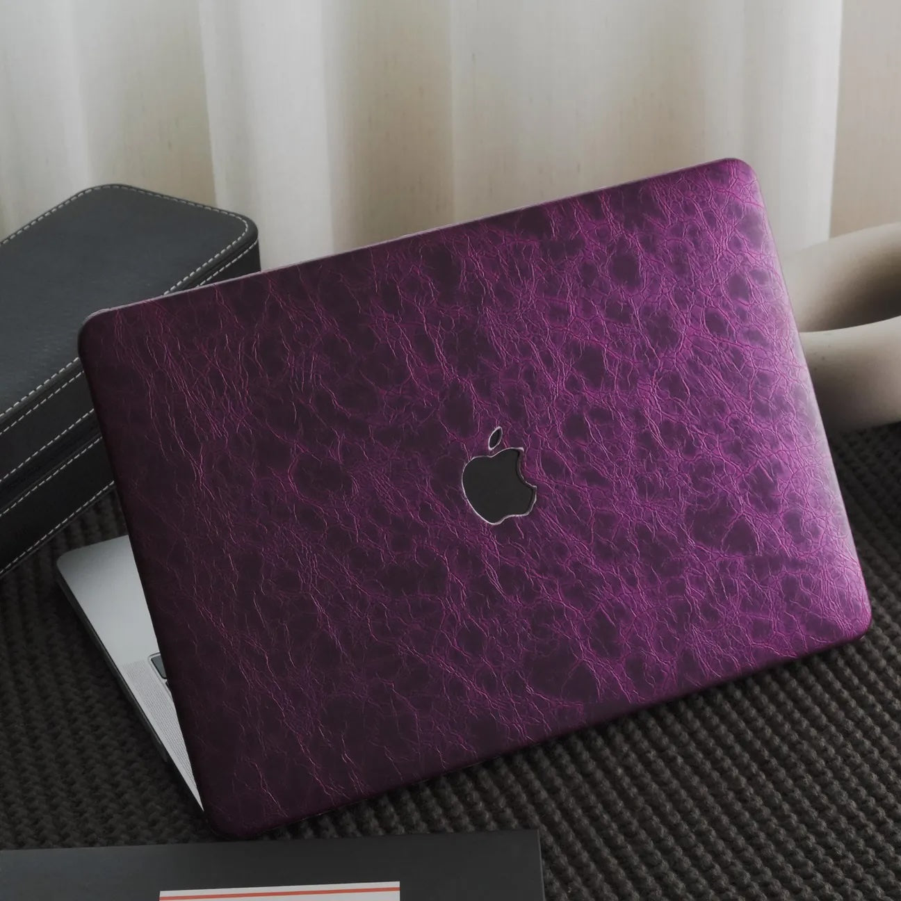 Purple Rock Texture Leather Macbook Case