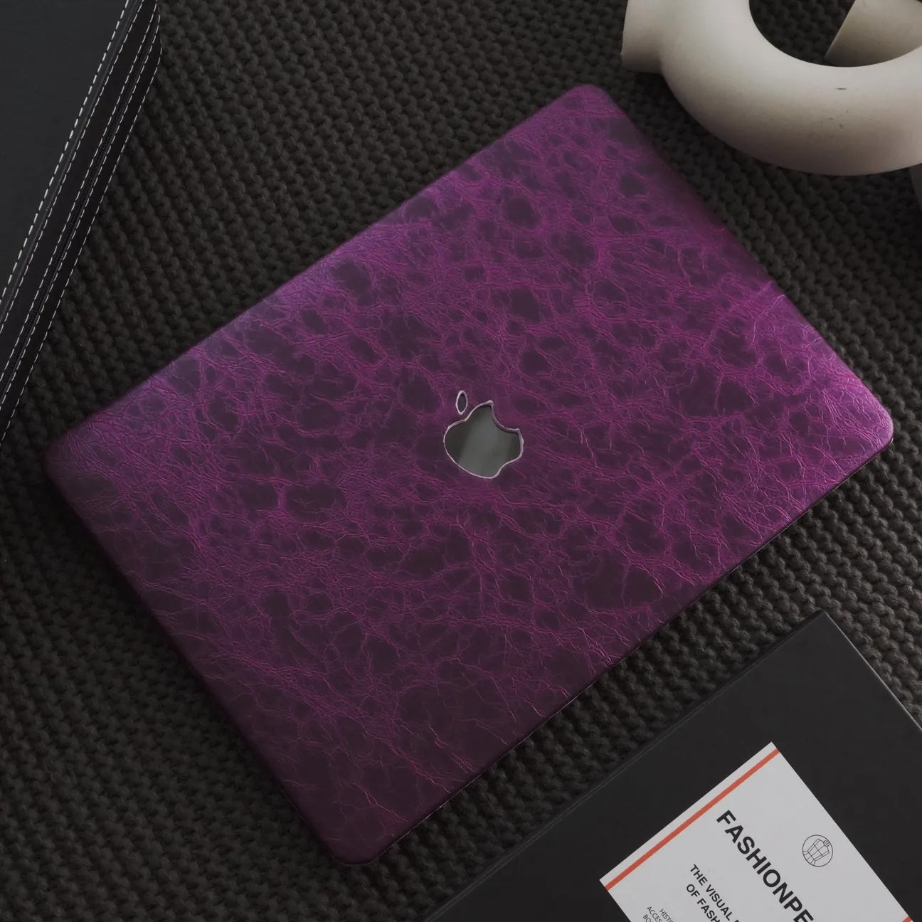 Purple Rock Texture Leather Macbook Case
