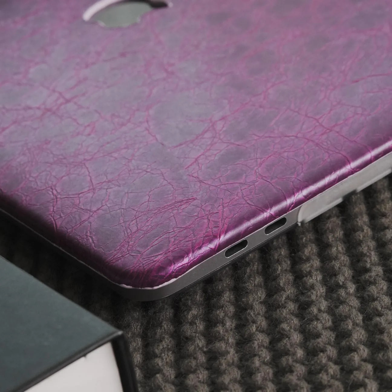 Purple Rock Texture Leather Macbook Case