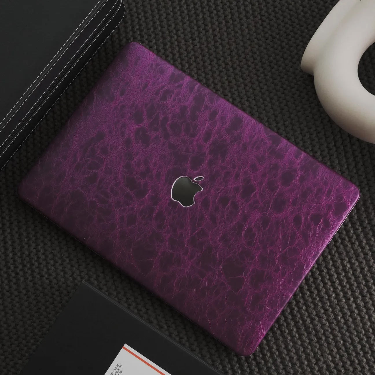 Purple Rock Texture Leather Macbook Case