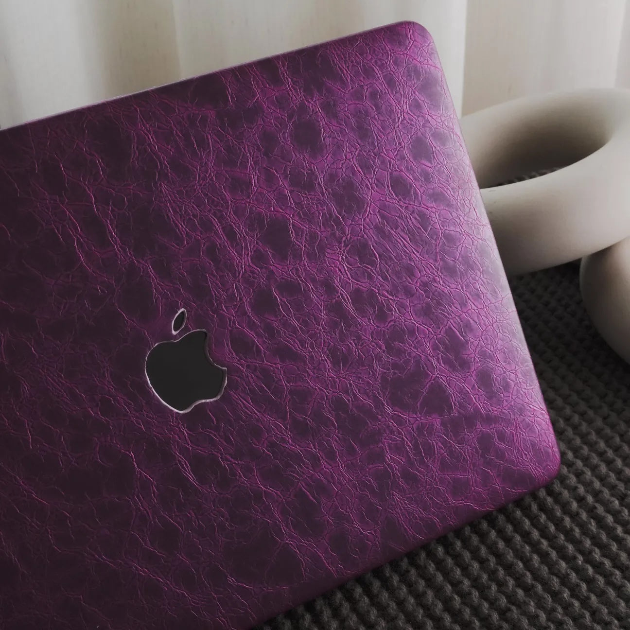 Purple Rock Texture Leather Macbook Case