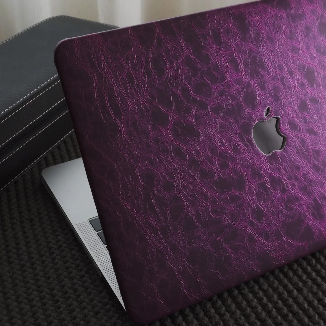 Purple Rock Texture Leather Macbook Case