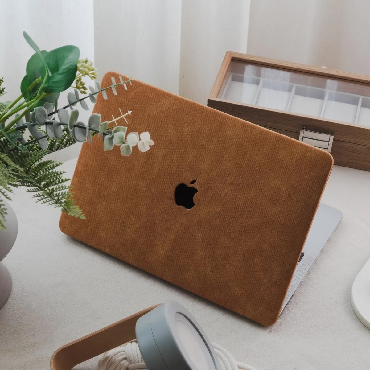 Cocoa Brown Suede Leather Macbook Case