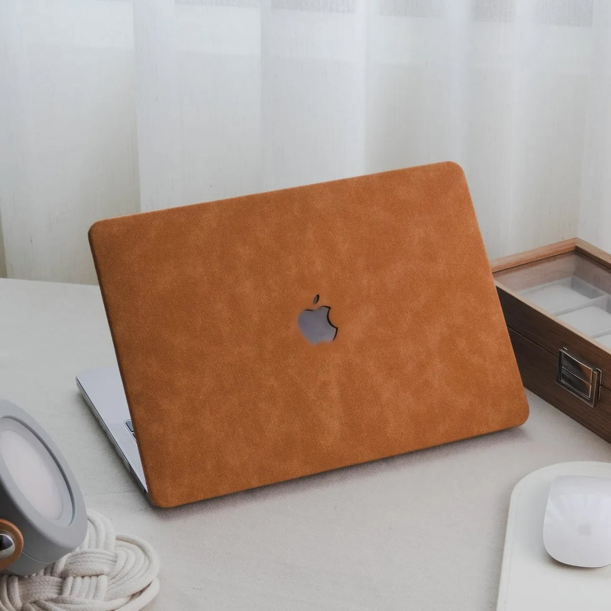 Cocoa Brown Suede Leather Macbook Case