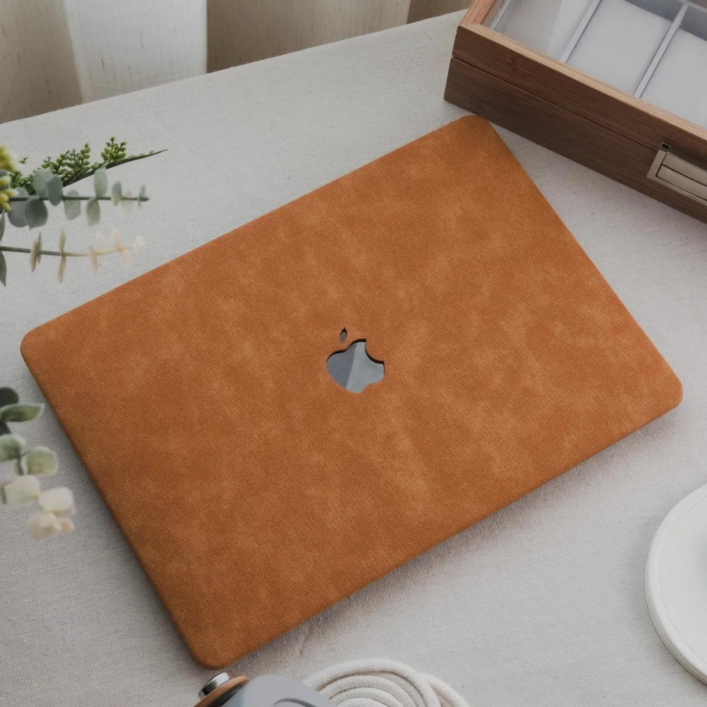 Cocoa Brown Suede Leather Macbook Case