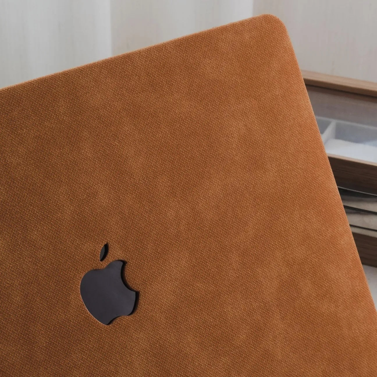 Cocoa Brown Suede Leather Macbook Case