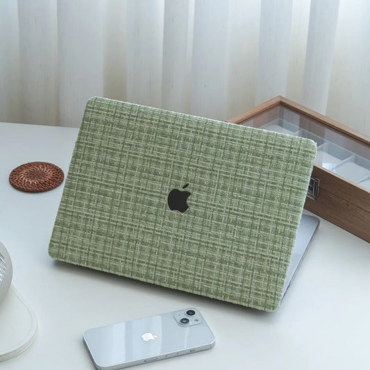 Green Plain Weave w/ Fancy Yarn Texture Macbook Case