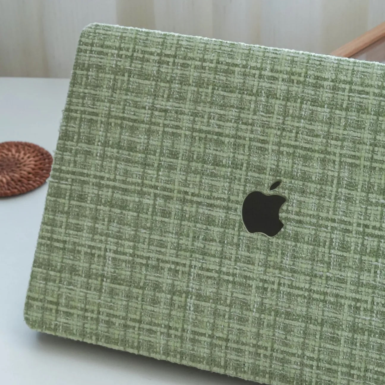 Green Plain Weave w/ Fancy Yarn Texture Macbook Case