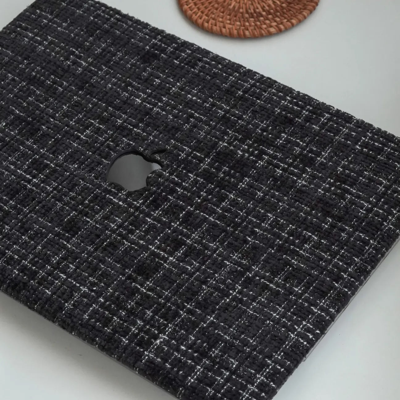 Black Plain Weave w/ Fancy Yarn Texture Macbook Case
