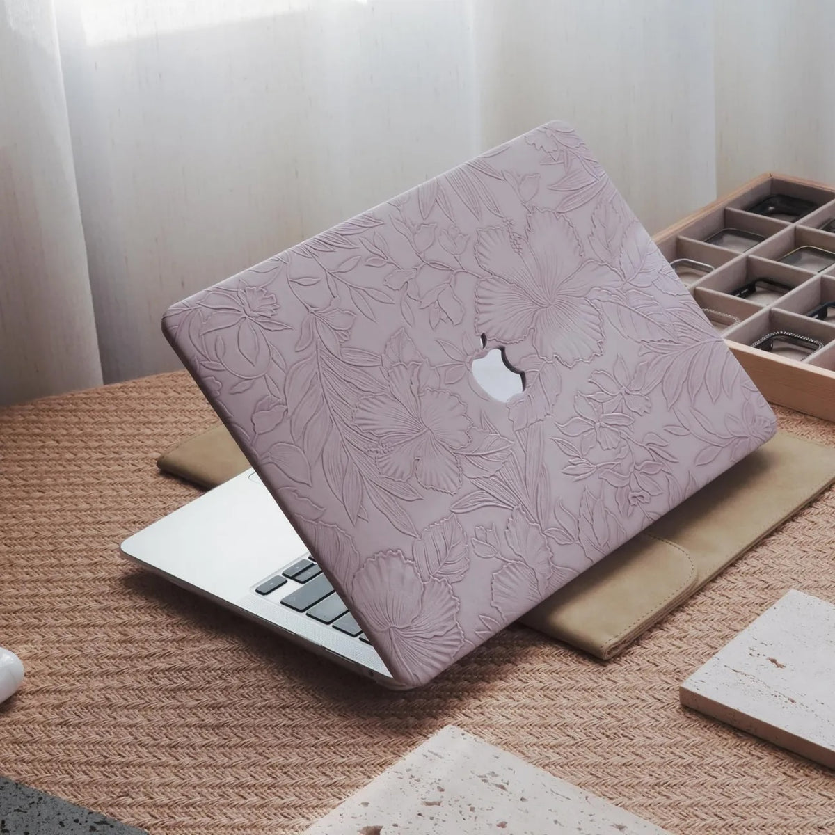 Embossed Flora - Lavender Purple MacBook Case