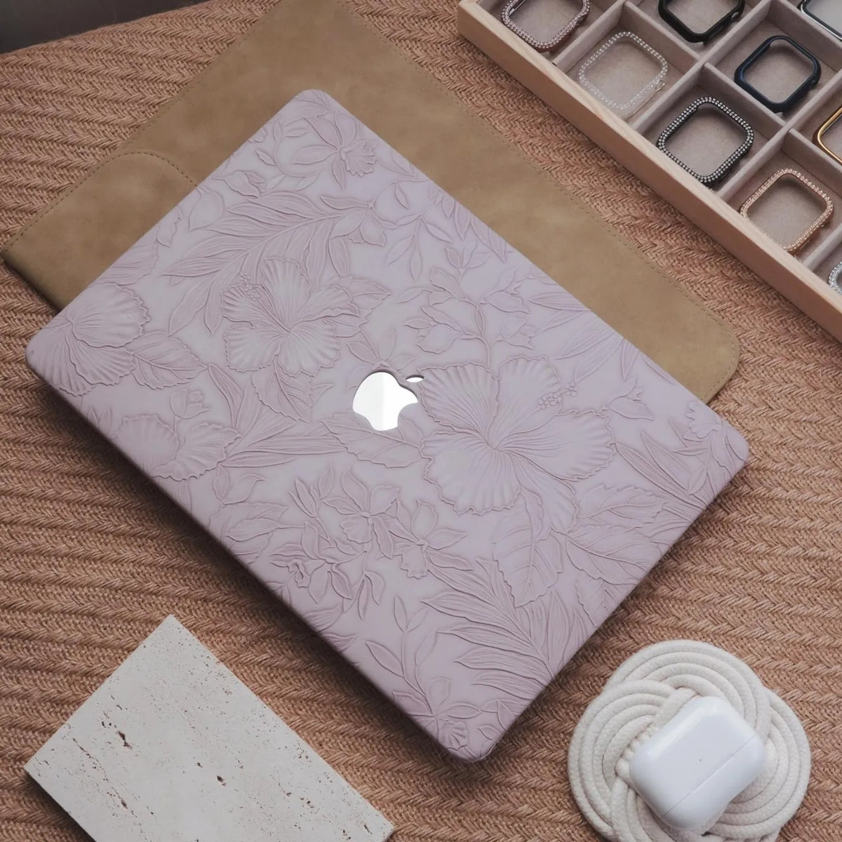 Embossed Flora - Lavender Purple MacBook Case