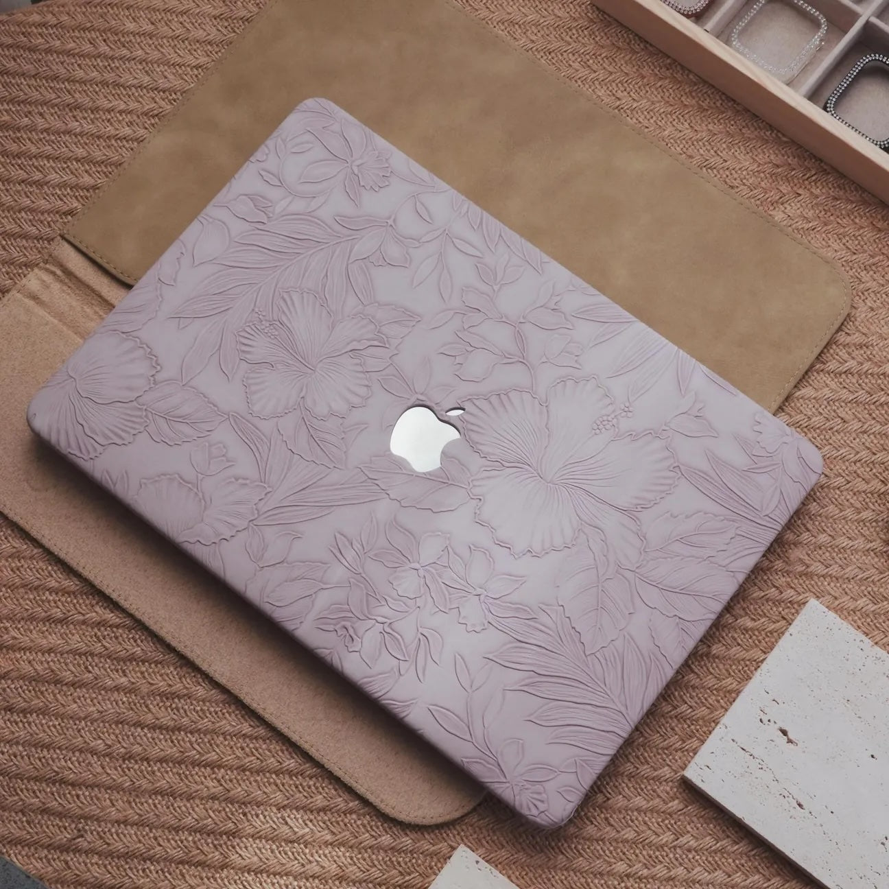 Embossed Flora - Lavender Purple MacBook Case