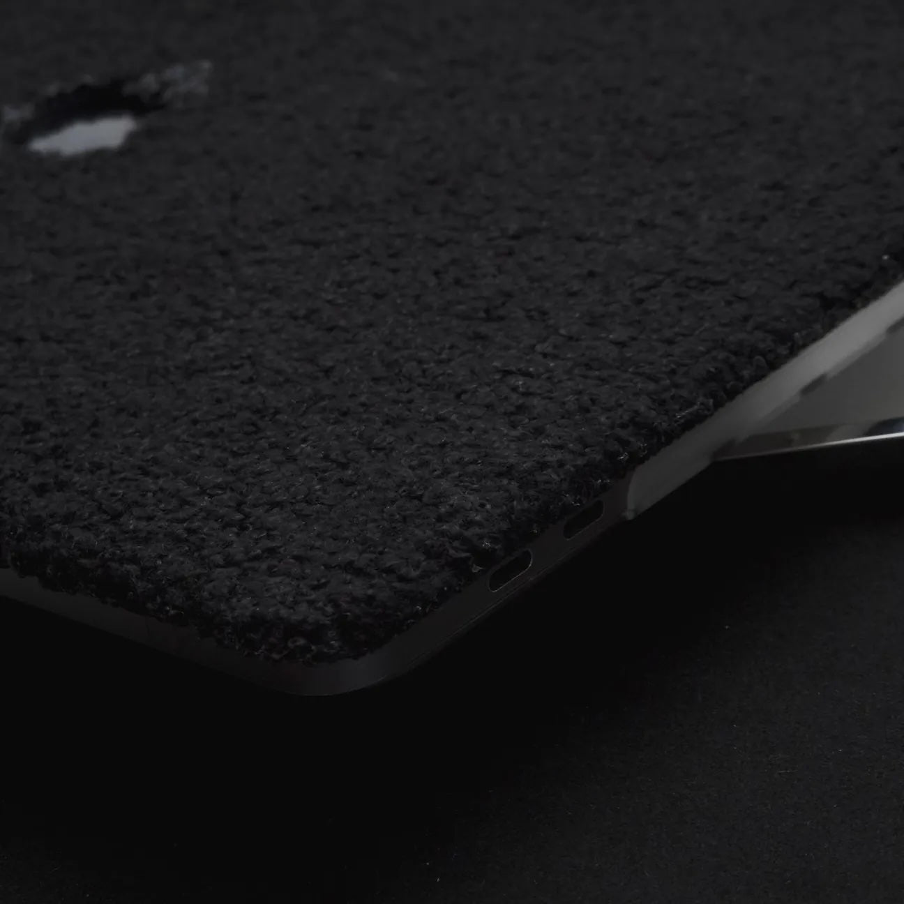 Black Teddy Plush Leather Macbook Case
