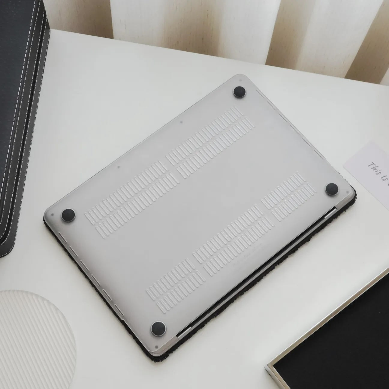 Black Teddy Plush Leather Macbook Case