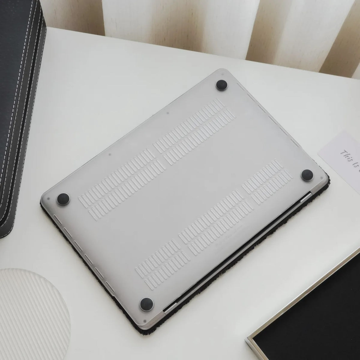Black Teddy Plush Leather Macbook Case