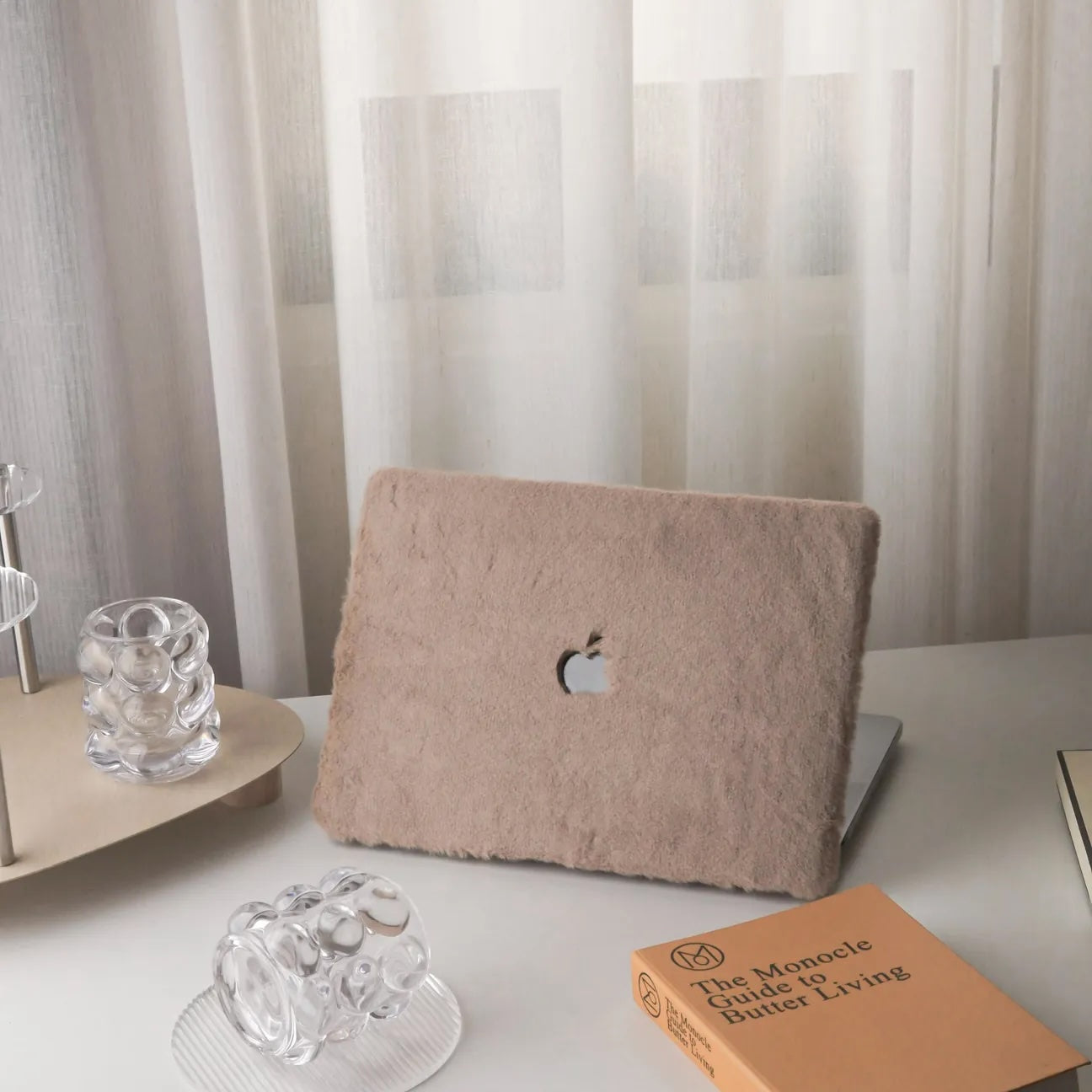 Walnut Rabbit Fur Leather Macbook Case
