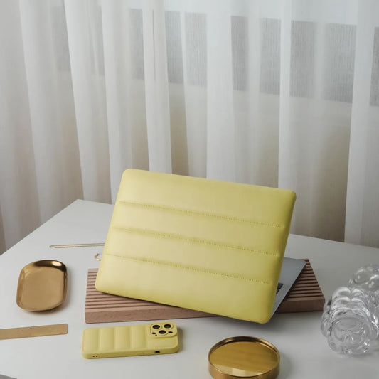Yellow Luxury Fashion Soft Puffer Leather Macbook Case