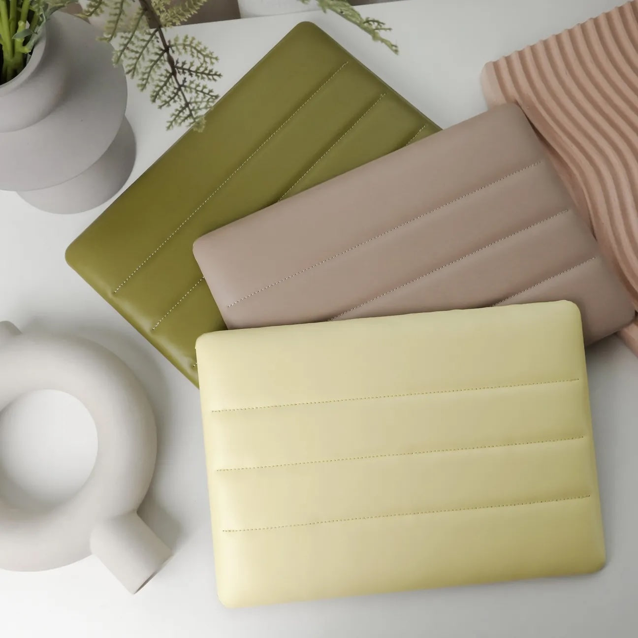 Yellow Luxury Fashion Soft Puffer Leather Macbook Case