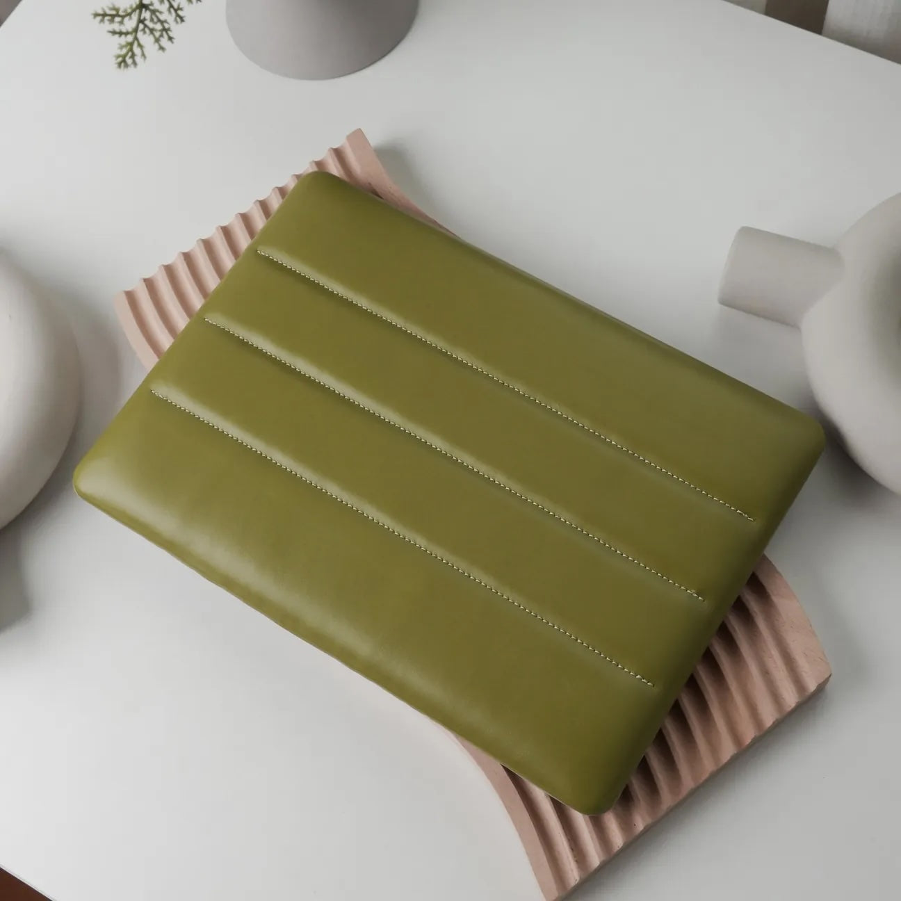 Mocha Green Luxury Fashion Soft Puffer Leather Macbook Case