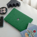 Basil Green Teddy Plush Leather Macbook Case