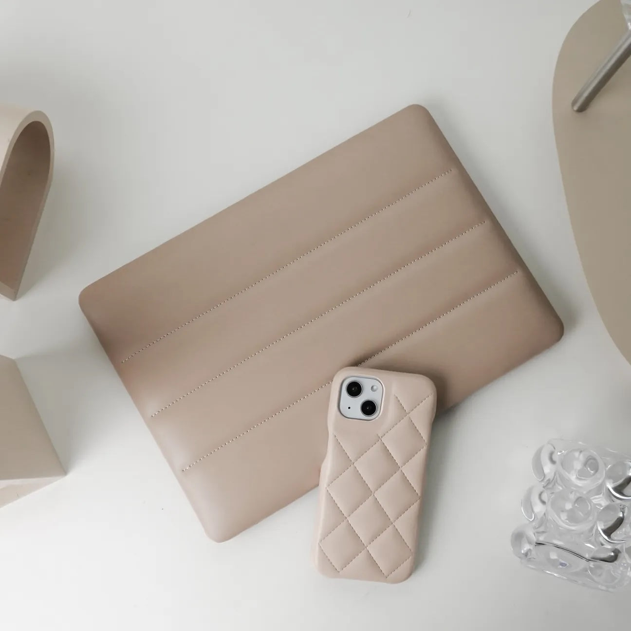 Milk Tea Luxury Fashion Soft Puffer Leather Macbook Case