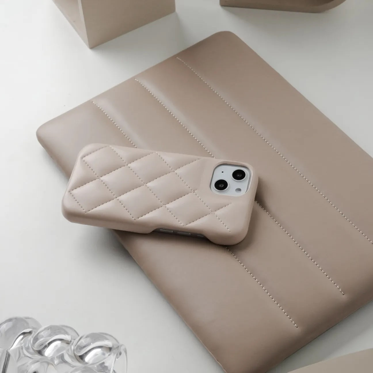 Milk Tea Luxury Fashion Soft Puffer Leather Macbook Case