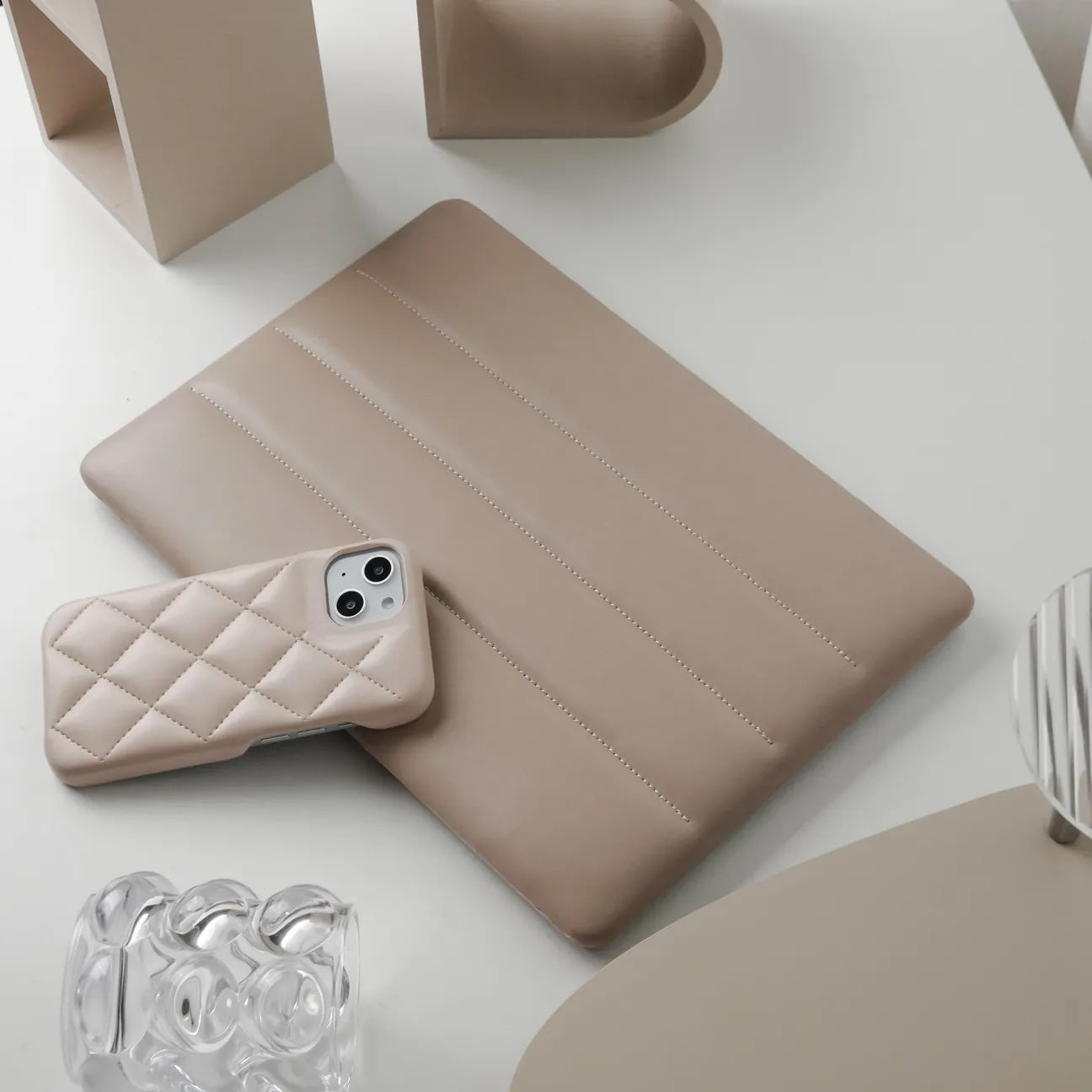 Milk Tea Luxury Fashion Soft Puffer Leather Macbook Case
