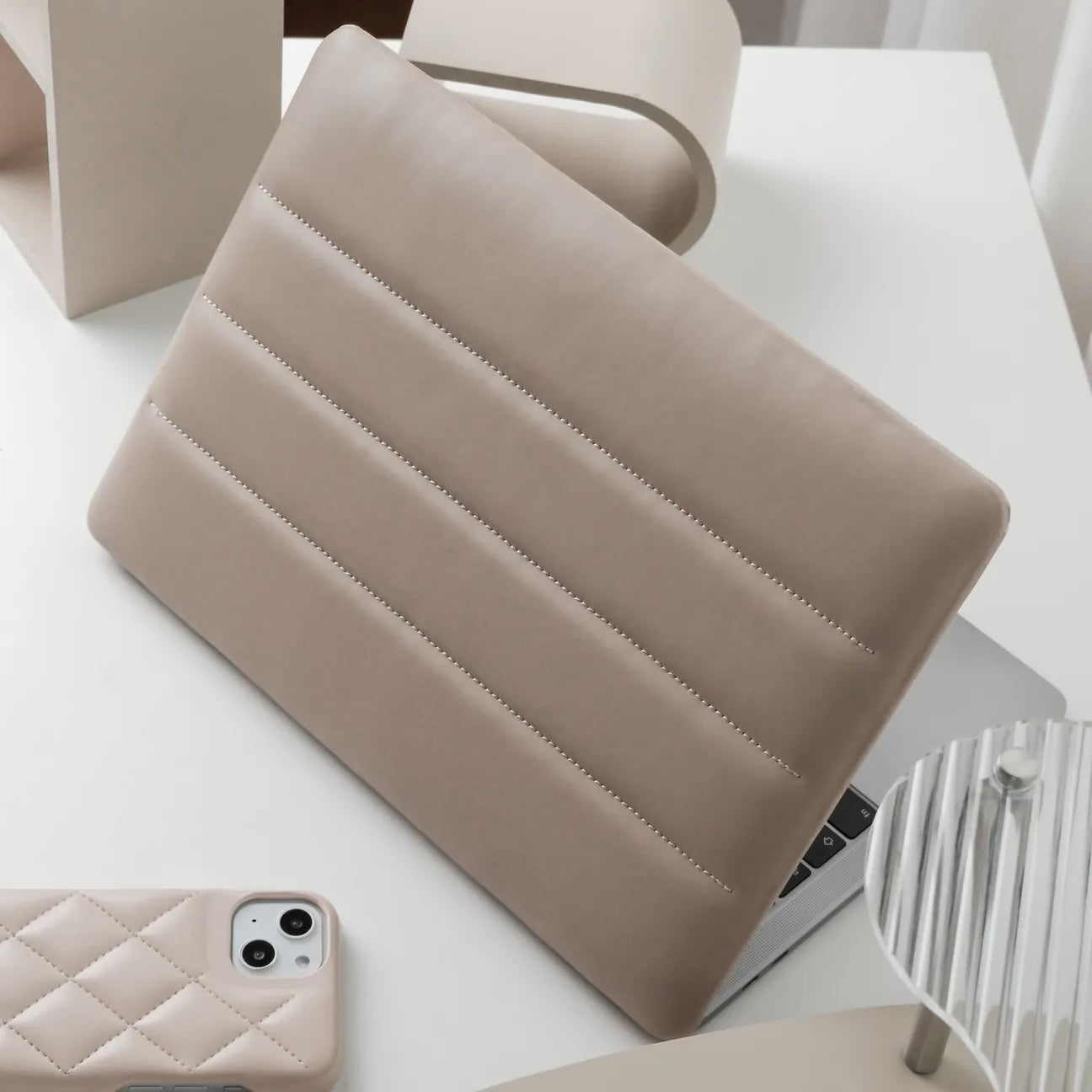 Milk Tea Luxury Fashion Soft Puffer Leather Macbook Case