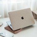 Beige Teddy Plush Leather Macbook Case