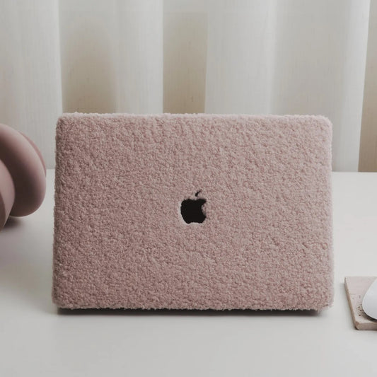 Pink Teddy Plush Leather Macbook Case