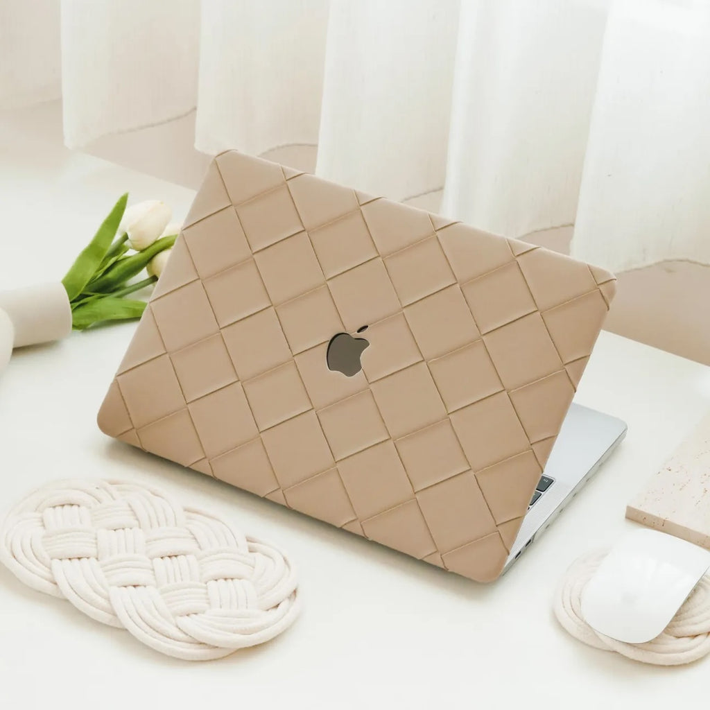 Milk Tea Weave Texture Leather Macbook Case