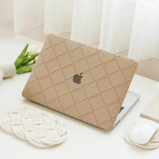 Milk Tea Weave Texture Leather Macbook Case