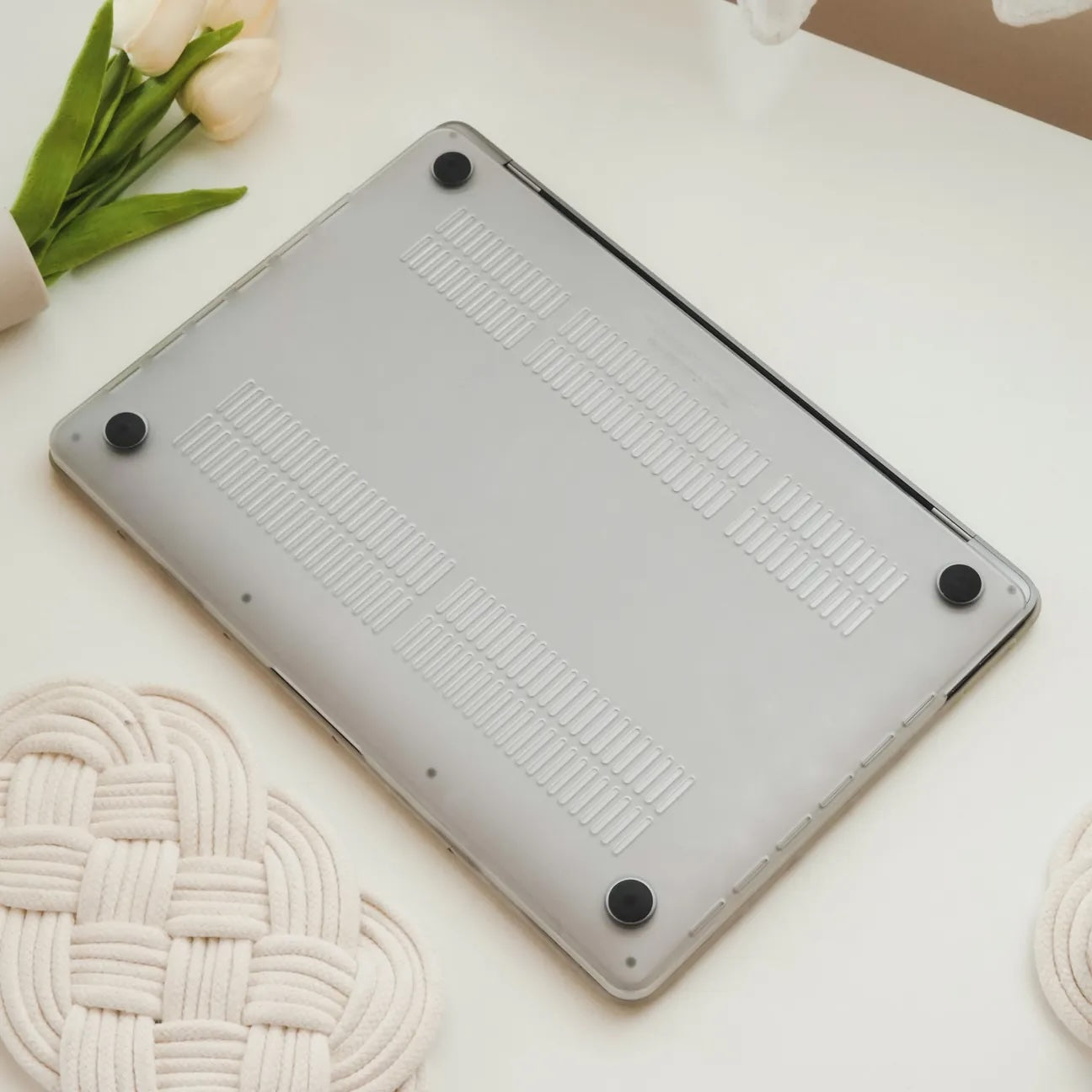 Milk Tea Weave Texture Leather Macbook Case
